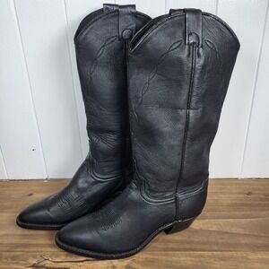 Abilene Women's Cowhide Leather Western Boots Traditional Black Size 6.5 12"
